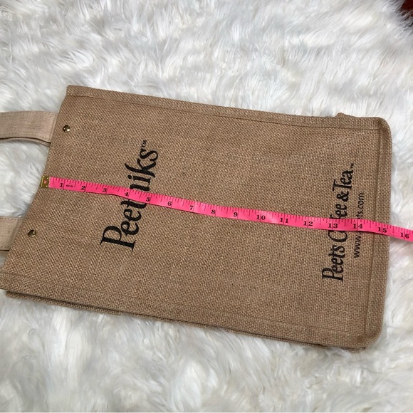 Peet’s Coffee & Tea Tan Woven Reusable Shopping Tote Bag Made in India Peetniks - Picture 2 of 6